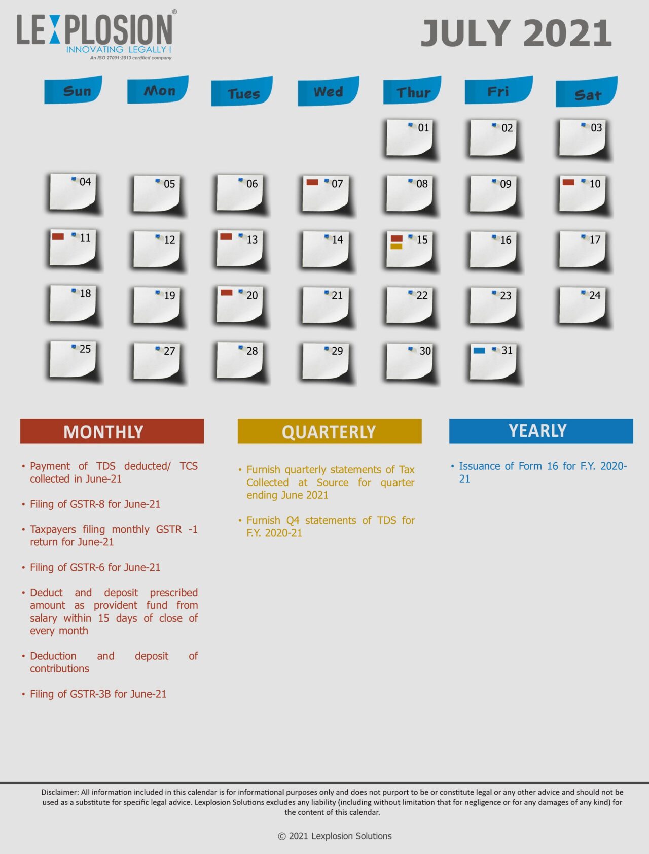 Compliance calendar Lexplosion