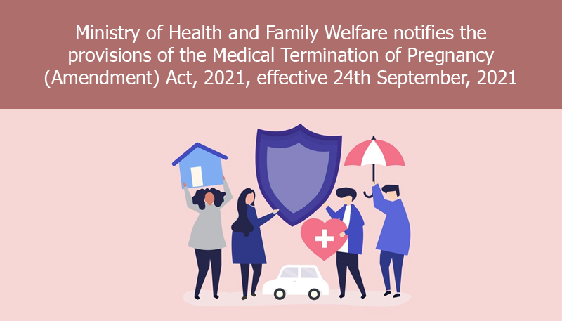 Ministry of Health and Family Welfare notifies the provisions of the Medical Termination of Pregnancy (Amendment) Act, 2021, effective 24th September, 2021