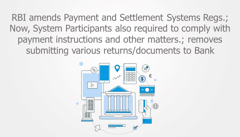 RBI amends Payment and Settlement Systems Regs.; Now, System Participants also required to comply with payment instructions and other matters.; removes submitting various returns/documents to Bank
