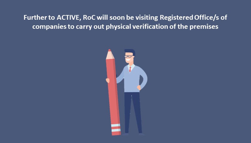 Further to ACTIVE, RoC will soon be visiting Registered Office/s of companies to carry out physical verification of the premises