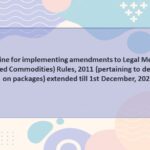 Timeline for implementing amendments to Legal Metrology (Packaged Commodities) Rules, 2011 (pertaining to declarations on packages) extended till 1st December, 2022