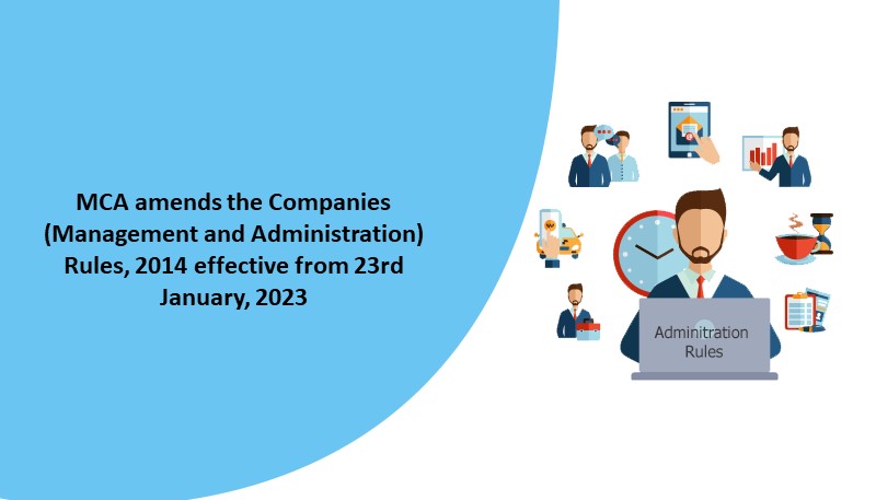 MCA amends the Companies (Management and Administration) Rules, 2014 effective from 23rd January, 2023