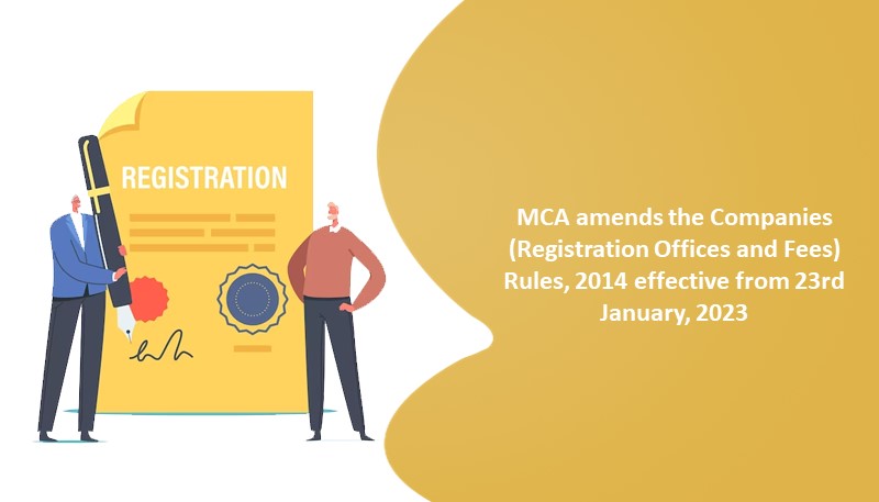 MCA amends the Companies (Registration Offices and Fees) Rules, 2014 effective from 23rd January, 2023