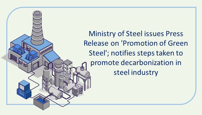 Ministry of Steel issues Press Release on ‘Promotion of Green Steel’; notifies steps taken to promote decarbonization in steel industry