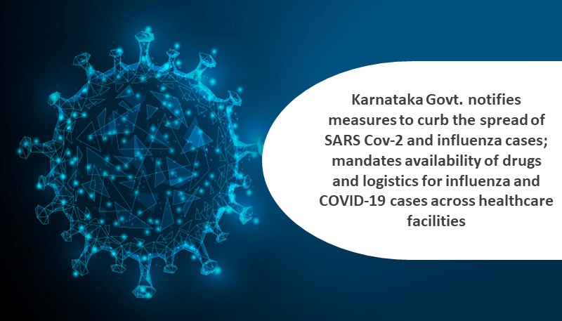 Karnataka Govt. notifies measures to curb the spread of SARS Cov-2 and influenza cases; mandates availability of drugs and logistics for influenza and COVID-19 cases across healthcare facilities