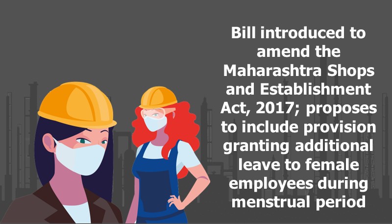 Bill introduced to amend the Maharashtra Shops and Establishment Act, 2017; proposes to include provision granting additional leave to female employees during menstrual period