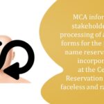 MCA informs the stakeholders that processing of application forms for the purpose of name reservation and incorporation at the Central Reservation Centre is faceless and randomised