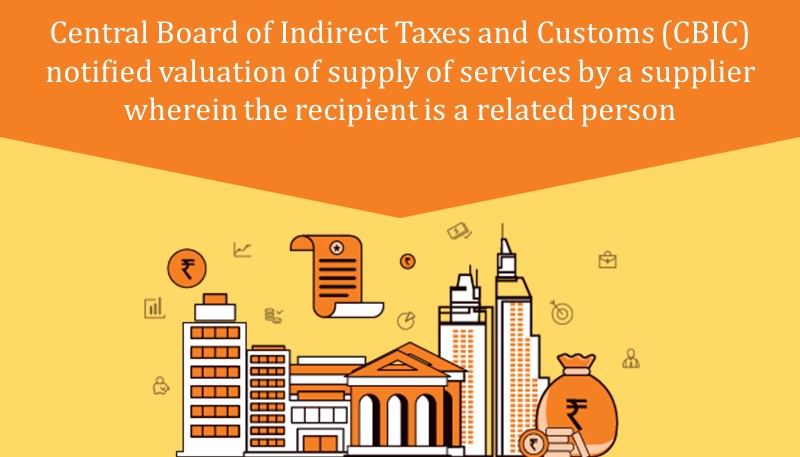 Central Board of Indirect Taxes and Customs (CBIC) notified valuation of supply of services by a supplier wherein the recipient is a related person