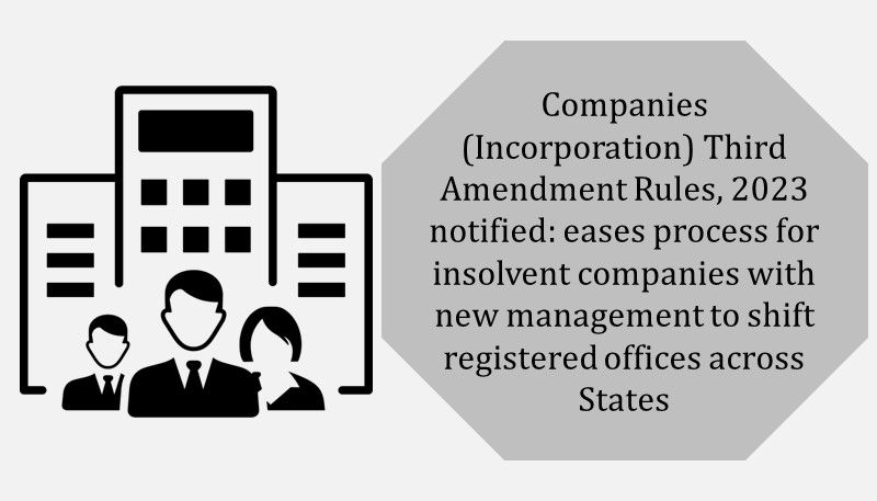 Companies (Incorporation) Third Amendment Rules, 2023 notified: eases process for insolvent companies with new management to shift registered offices across States