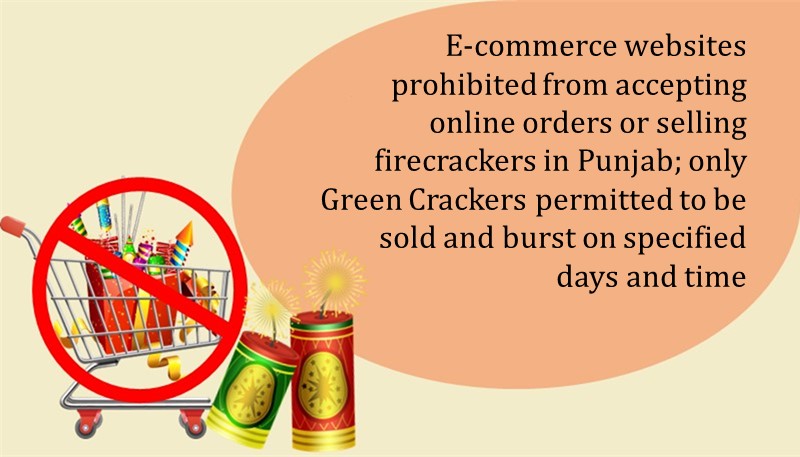 E-commerce websites prohibited from accepting online orders or selling firecrackers in Punjab: only green crackers permitted to be sold and burst on specified days and time
