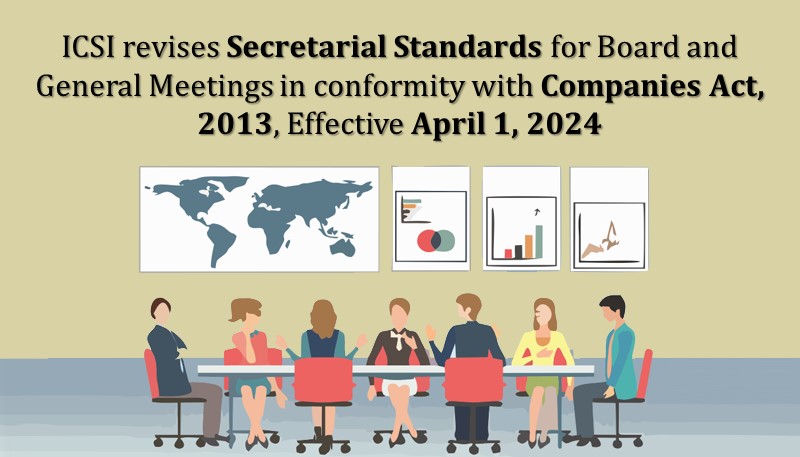 ICSI revises Secretarial Standards for Board and General Meetings in conformity with Companies Act, 2013, Effective April 1, 2024