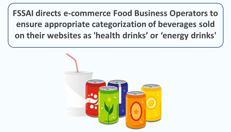 FSSAI directs e-commerce Food Business Operators to ensure appropriate categorization of beverages sold on their websites as ‘health drinks’ or ‘energy drinks’
