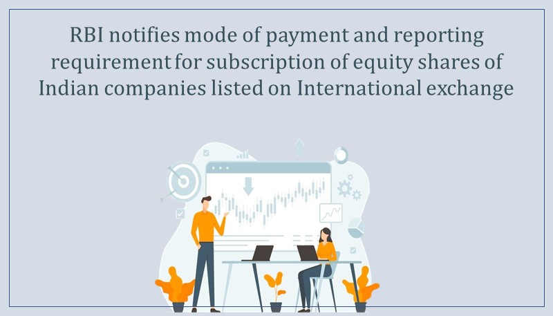 RBI notifies mode of payment and reporting requirement for subscription of equity shares of Indian companies listed on International exchange
