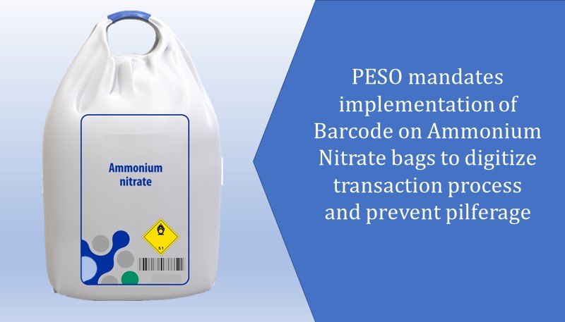PESO mandates implementation of Barcode on Ammonium Nitrate bags to digitize transaction process and prevent pilferage