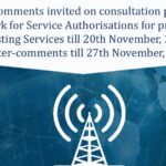 Public comments invited on consultation paper on Framework for Service Authorisations for provision of Broadcasting Services till 20th November, 2024 and counter-comments till 27th November, 2024