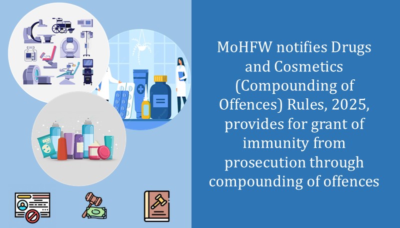MoHFW notifies Drugs and Cosmetics (Compounding of Offences) Rules, 2025, provides for grant of immunity from prosecution through compounding of offences